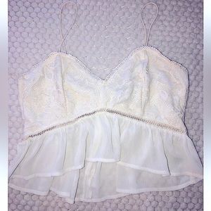 White Flowy crop top